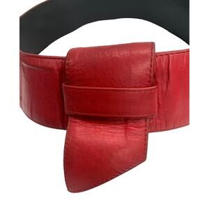 Vintage 80s Fiocchi Italy Wide Red Leather Avant Garde Belt | S